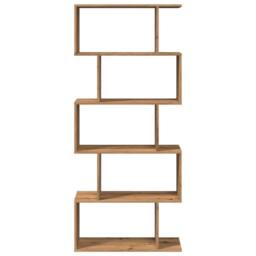 Berkfield Home Room Divider Bookcase 5-Tier Artisan Oak 70x24x161 cm Engineered Wood in Brown - Size: 70 x 24 x 161 cm - thumbnail 5