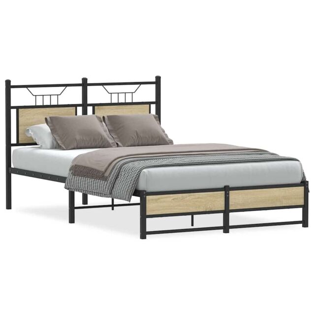 Berkfield Home Bed Frame without Mattress Sonoma Oak 120x190 cm Small Double Engineered Wood in Brown - image 1