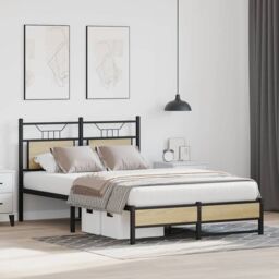 Berkfield Home Bed Frame without Mattress Sonoma Oak 120x190 cm Small Double Engineered Wood in Brown - thumbnail 5