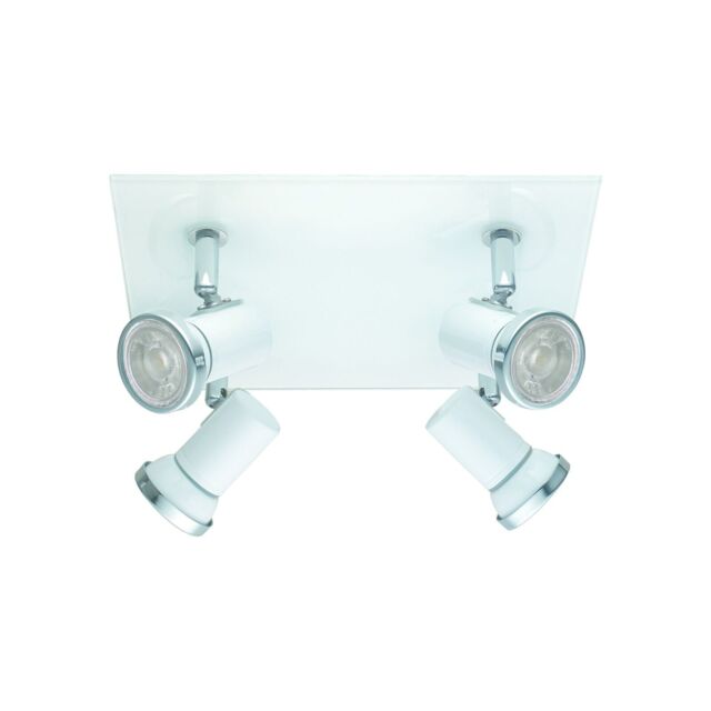 Loops Wall Flush Ceiling Light IP44 Bathroom Colour White Chrome Bulb GU10 4x3.3W Incl - image 1