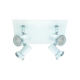 Loops Wall Flush Ceiling Light IP44 Bathroom Colour White Chrome Bulb GU10 4x3.3W Incl - thumbnail 1
