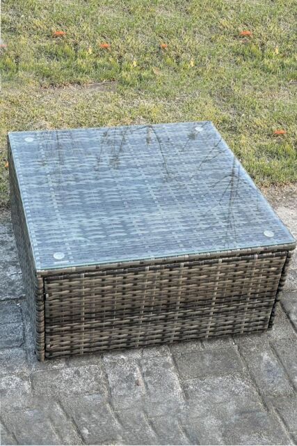 Fimous Square Rattan Coffee Tea Side Table in Dark Grey - image 1