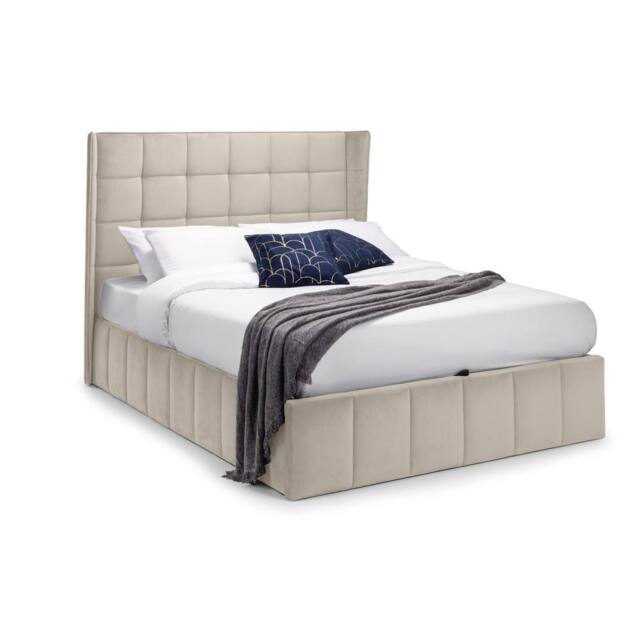 Cheshire Tamarack Cream Velvet Ottoman Storage Bed - Double (135cm) - image 1