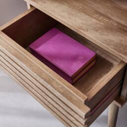sweeek Pair Of Scandi-style Bedside Tables With Grooved Wood Effect in Light Brown - thumbnail 4