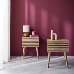 sweeek Pair Of Scandi-style Bedside Tables With Grooved Wood Effect in Light Brown - thumbnail 2