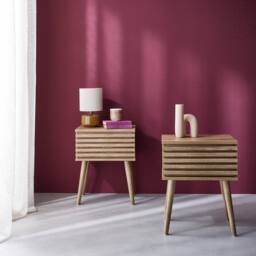 sweeek Pair Of Scandi-style Bedside Tables With Grooved Wood Effect in Light Brown - thumbnail 1