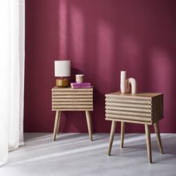 sweeek Pair Of Scandi-style Bedside Tables With Grooved Wood Effect in Light Brown - thumbnail 3