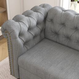 MCC Direct Chesterfield Fabric Button back Sofa Settee - Victoria in Grey - Size: 1 Pack - thumbnail 4