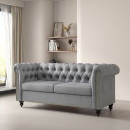 MCC Direct Chesterfield Fabric Button back Sofa Settee - Victoria in Grey - Size: 1 Pack - thumbnail 3