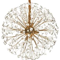 Wyld and Coco 60cm Brass and Glass Crystal Chandelier - Glamour Pendant in Gold - thumbnail 2