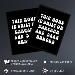 Artery8 Home Built On Sarcasm & Dark Humour Funny Framed Wall Art Print in Black - Size: A4 - thumbnail 2