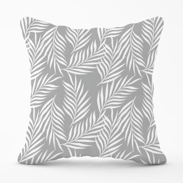 Warren Reed - Designer Palm Tree Leaves Outdoor Cushion in Grey - Size: 45 cm x 45 cm - image 1
