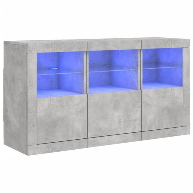 Berkfield Home Sideboard with LED Lights Concrete Grey 123x37x67 cm - Size: 123 x 37 x 67 cm - image 1