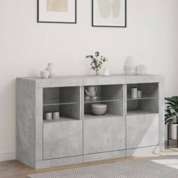 Berkfield Home Sideboard with LED Lights Concrete Grey 123x37x67 cm - Size: 123 x 37 x 67 cm - thumbnail 3