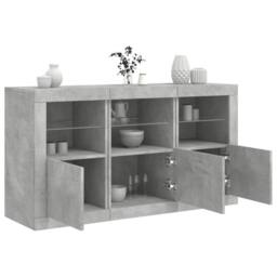 Berkfield Home Sideboard with LED Lights Concrete Grey 123x37x67 cm - Size: 123 x 37 x 67 cm - thumbnail 2