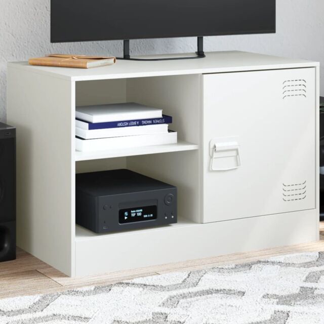 Berkfield Home TV Cabinet White 67x39x44 cm Steel - Size: 67 x 39 x 44 cm - image 1