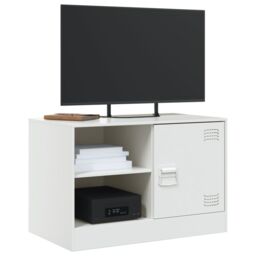 Berkfield Home TV Cabinet White 67x39x44 cm Steel - Size: 67 x 39 x 44 cm - thumbnail 4