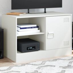 Berkfield Home TV Cabinet White 67x39x44 cm Steel - Size: 67 x 39 x 44 cm