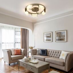 Garwarm 5 - Light 40cm LED Round Acrylic Flush Mount in Metallic Gold - thumbnail 3