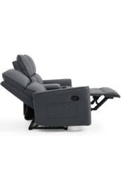 More4Homes Madrid 2 Seater W Console Manual Air Leather Recliner Sofa in Grey - thumbnail 4