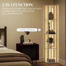 EONLION Oak Floor Lamp with Shelves, 4 Layer Standing in Light Oak - thumbnail 3