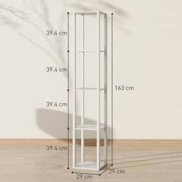 EONLION Oak Floor Lamp with Shelves, 4 Layer Standing in Light Oak - thumbnail 2