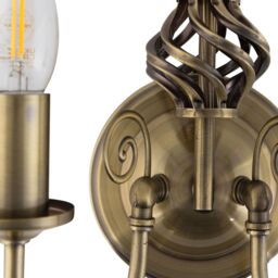 First Choice Lighting Barley Twist - Antique Brass Wall Light in Bronze - thumbnail 3
