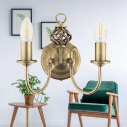 First Choice Lighting Barley Twist - Antique Brass Wall Light in Bronze - thumbnail 4