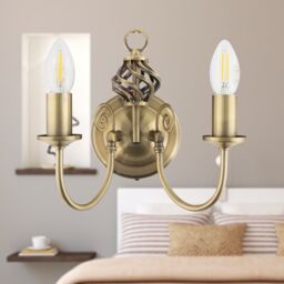 First Choice Lighting Barley Twist - Antique Brass Wall Light in Bronze - thumbnail 5