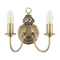 First Choice Lighting Barley Twist - Antique Brass Wall Light in Bronze