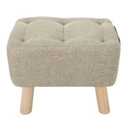 Kelvenix khaki Linen Footstool Tufted Pouffe Padded Seat - Size: 0.6m2 - thumbnail 1