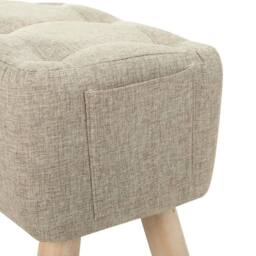 Kelvenix khaki Linen Footstool Tufted Pouffe Padded Seat - Size: 0.6m2 - thumbnail 2