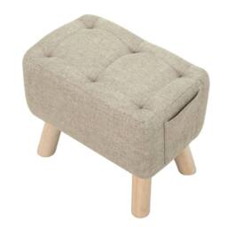 Kelvenix khaki Linen Footstool Tufted Pouffe Padded Seat - Size: 0.6m2 - thumbnail 3