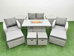 Fimous 8 Seater Outdoor Garden Furniture Set with Love Sofa in Light Grey - thumbnail 1