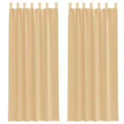 Berkfield Home Voile Curtains with Rod Pockets 2 pcs Sand in Brown - thumbnail 2