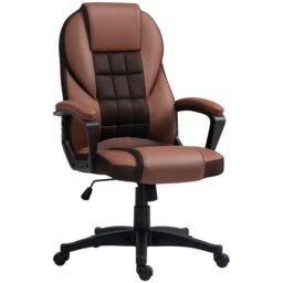 HOMCOM Executive Office Chair High Back Computer Chair with Armrests Brown - thumbnail 2