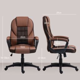 HOMCOM Executive Office Chair High Back Computer Chair with Armrests Brown - thumbnail 3