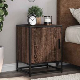 Berkfield Home Bedside Cabinets 2 pcs Brown Oak 40x31x50 cm Engineered Wood & Metal - Size: 40 x 31 x 50 cm - thumbnail 1
