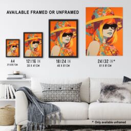 Artery8 Wall Art Print Flower Power Portrait 1960's Style Vintage Retro Silkscreen Artwork Vibrant Bold Bright Colourful Painting Poster - thumbnail 3