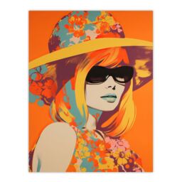 Artery8 Wall Art Print Flower Power Portrait 1960's Style Vintage Retro Silkscreen Artwork Vibrant Bold Bright Colourful Painting Poster - thumbnail 1