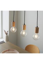 Netlighting Sven Bar Pendant Ceiling Lamp Matt Black Natural Wood - thumbnail 6