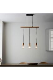 Netlighting Sven Bar Pendant Ceiling Lamp Matt Black Natural Wood - thumbnail 5