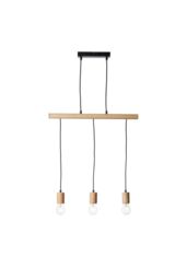 Netlighting Sven Bar Pendant Ceiling Lamp Matt Black Natural Wood