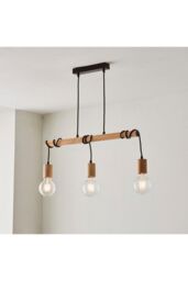 Netlighting Sven Bar Pendant Ceiling Lamp Matt Black Natural Wood - thumbnail 2