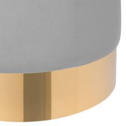Wyld and Coco Grey Velvet Round Footstool with Gold Base - thumbnail 5