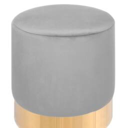 Wyld and Coco Grey Velvet Round Footstool with Gold Base - thumbnail 3