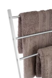 Orsina Elegant 3 Arm Chrome Towel Stand, Standing Towel Bar with Air Circulation Space, Modern Metal Towel Rack in Silver - thumbnail 5