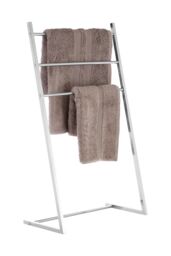 Orsina Elegant 3 Arm Chrome Towel Stand, Standing Towel Bar with Air Circulation Space, Modern Metal Towel Rack in Silver - thumbnail 2
