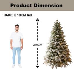 Shatchi 7Ft/2.1M Pre-Lit Lapland Fir Artificial Green Christmas Tree Snow Flocked PE PVC Mixed Tips Hinged Branches Bushy Decorations - Size: 7ft - thumbnail 5
