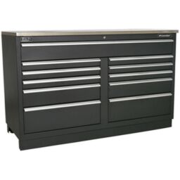 Loops 1.55m Heavy Duty Modular Floor Cabinet - 11 Locking Drawers - Steel Construction in Metallics - thumbnail 1